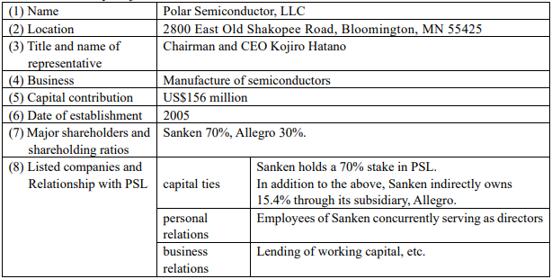 Sanken Announcement Table 1